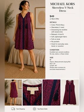 Michael Kors Sleeveless Floral A-Line Dress – Size Medium
